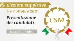 Presentazione dei candidati alle elezioni suppletive CSM del 6 - 7 ottobre - 